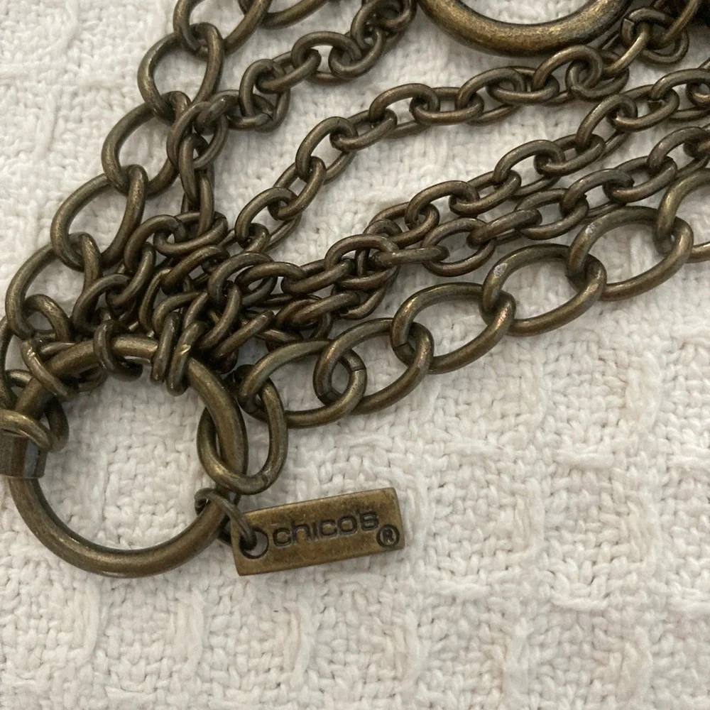 Vintage Chico’s Multi Strand Chain Link Belt With Beads And Discs